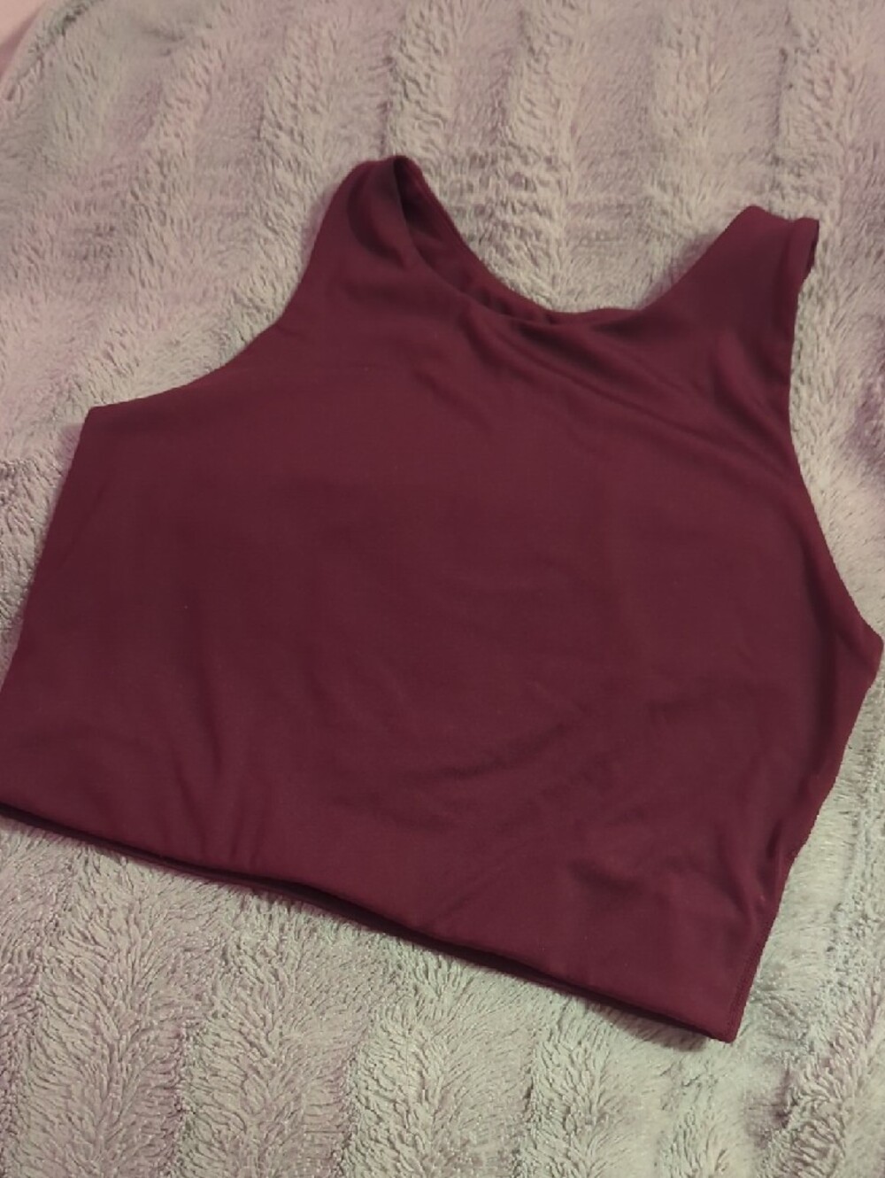 Girlfriend Collective Wine-Colored Racerback Crop - Picture 2 of 4